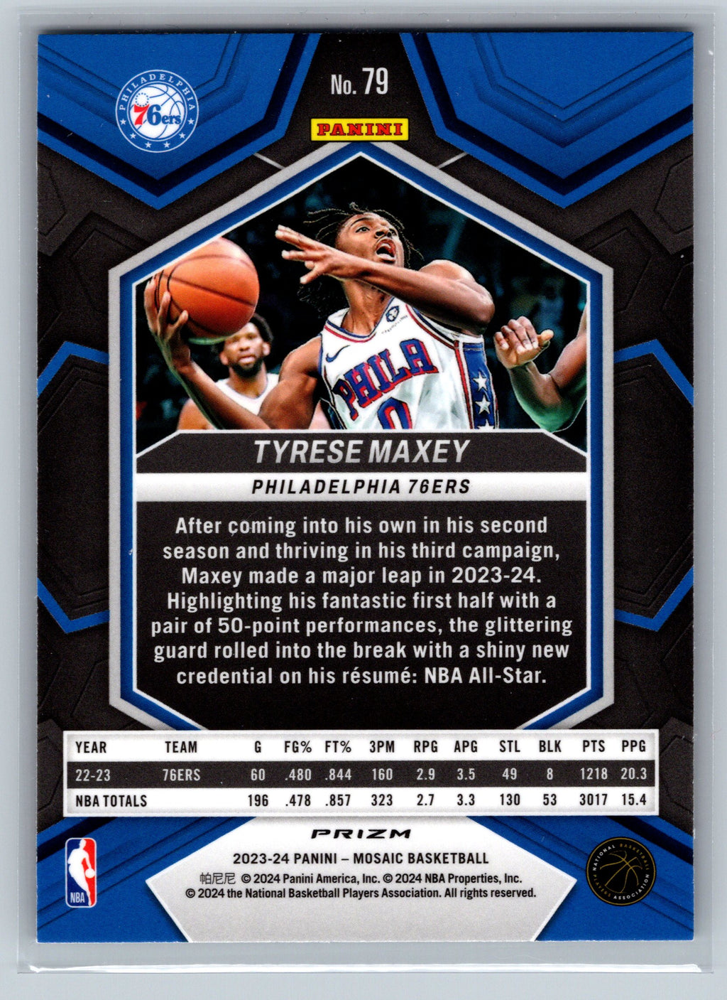 2023 Panini Mosaic Tyrese Maxey Genesis #79