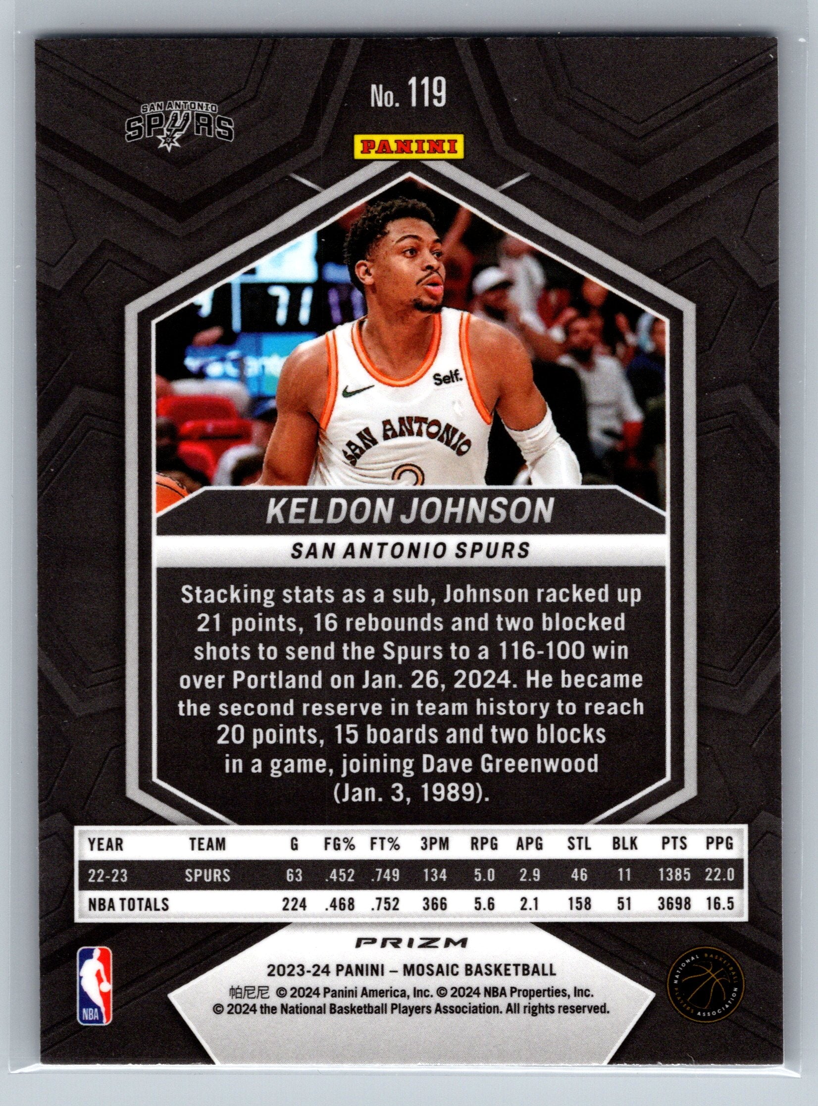 2023 Panini Mosaic Keldon Johnson Genesis #119