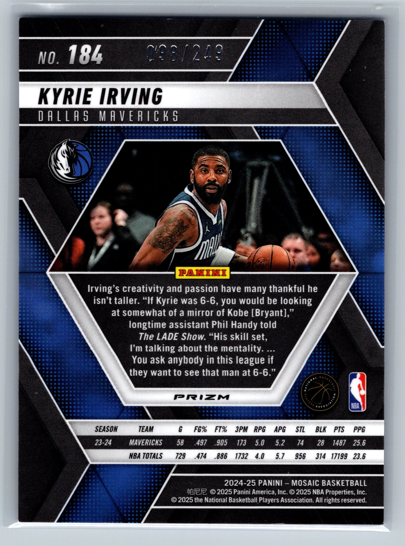 2024 Panini Mosaic Kyrie Irving Purple /249 #184