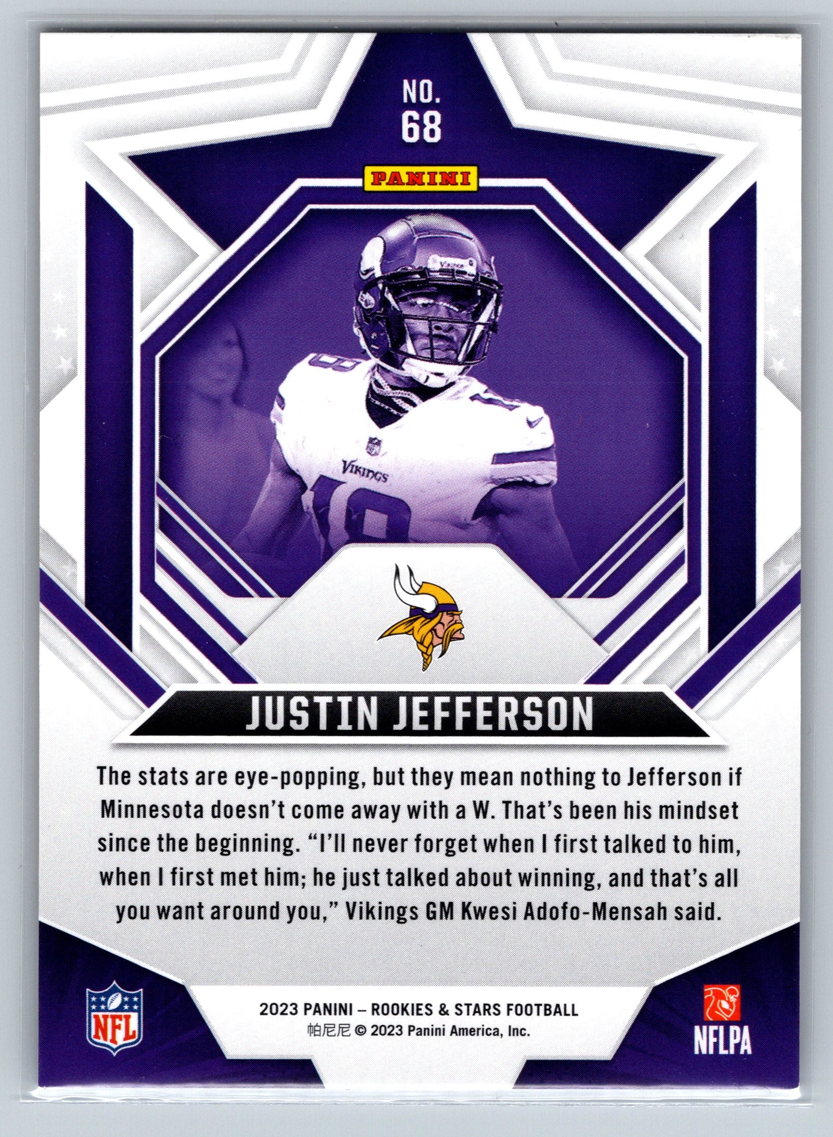 2023 Panini Rookies & Stars Justin Jefferson Gold /10 #68