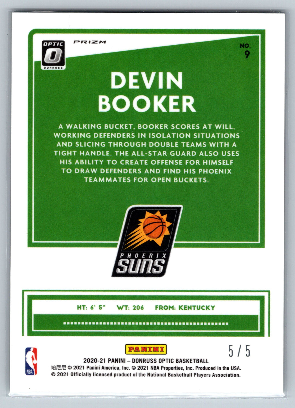 2020 Panini Optic Devin Booker Green All Stars /5 #9