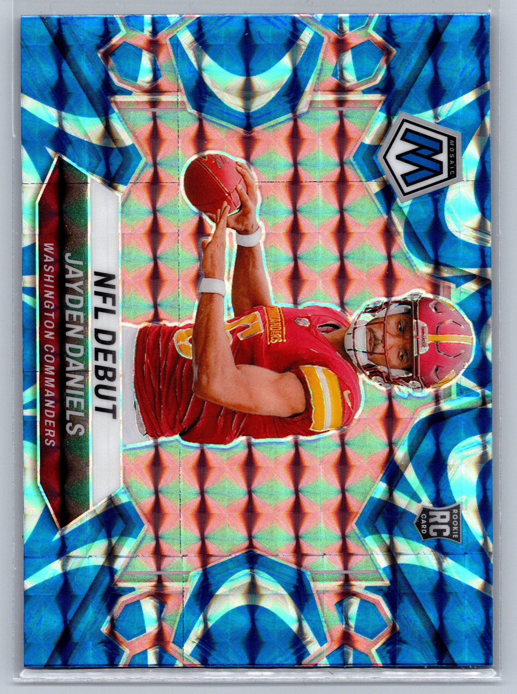 Football trading card of Jayden Daniels with colorful abstract design