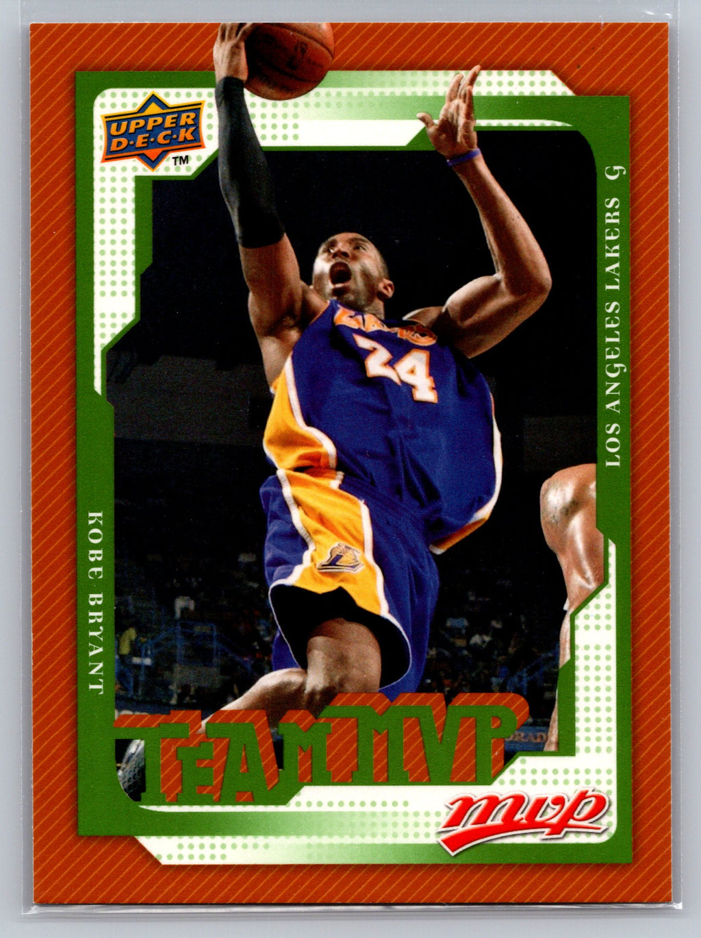 Basketball trading card of a player in action, with 'Upper Deck' branding.